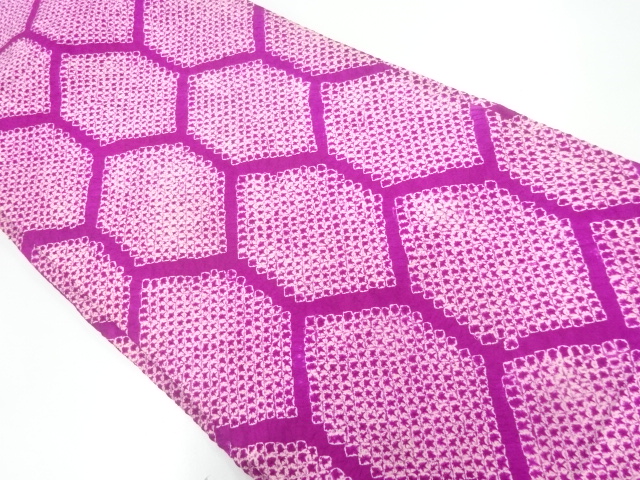 アンティーク　本総絞り亀甲繋ぎ模様名古屋帯（着用可）